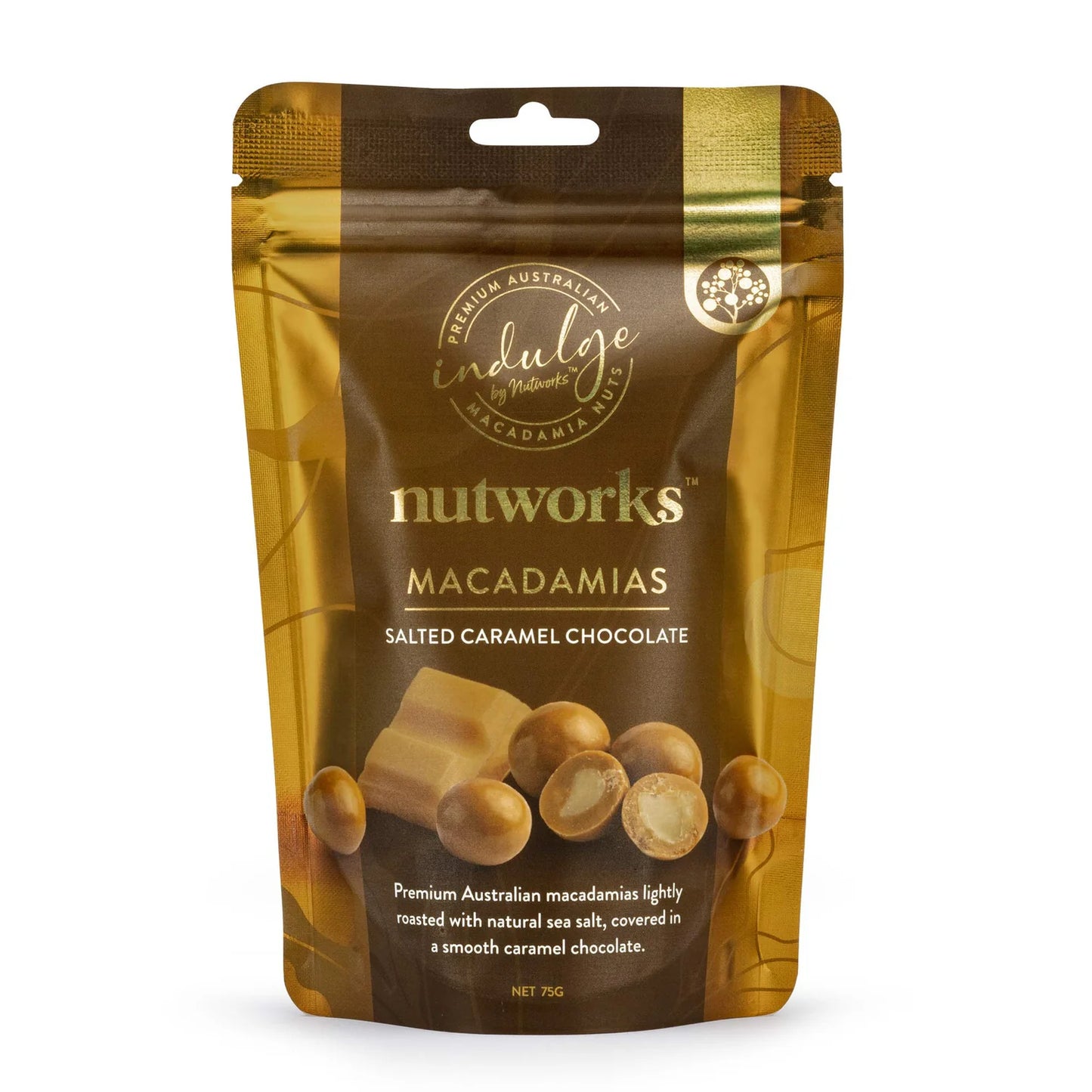 Nutworks Salted Caramel chocolate coated macadamia nuts 75g