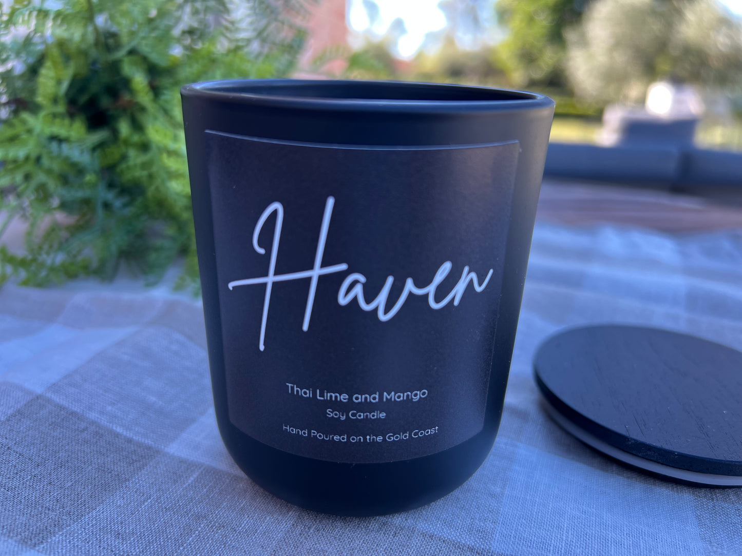 ‘Haven’ Black Thai Lime and Mango Soy Candle.
