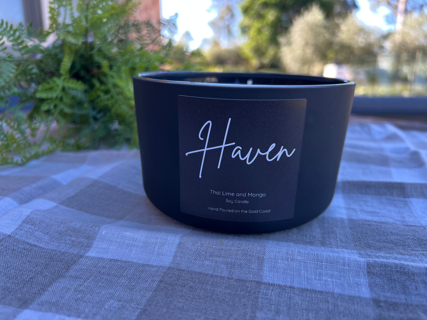 ‘Haven’ Black Thai Lime and Mango Soy Candle.