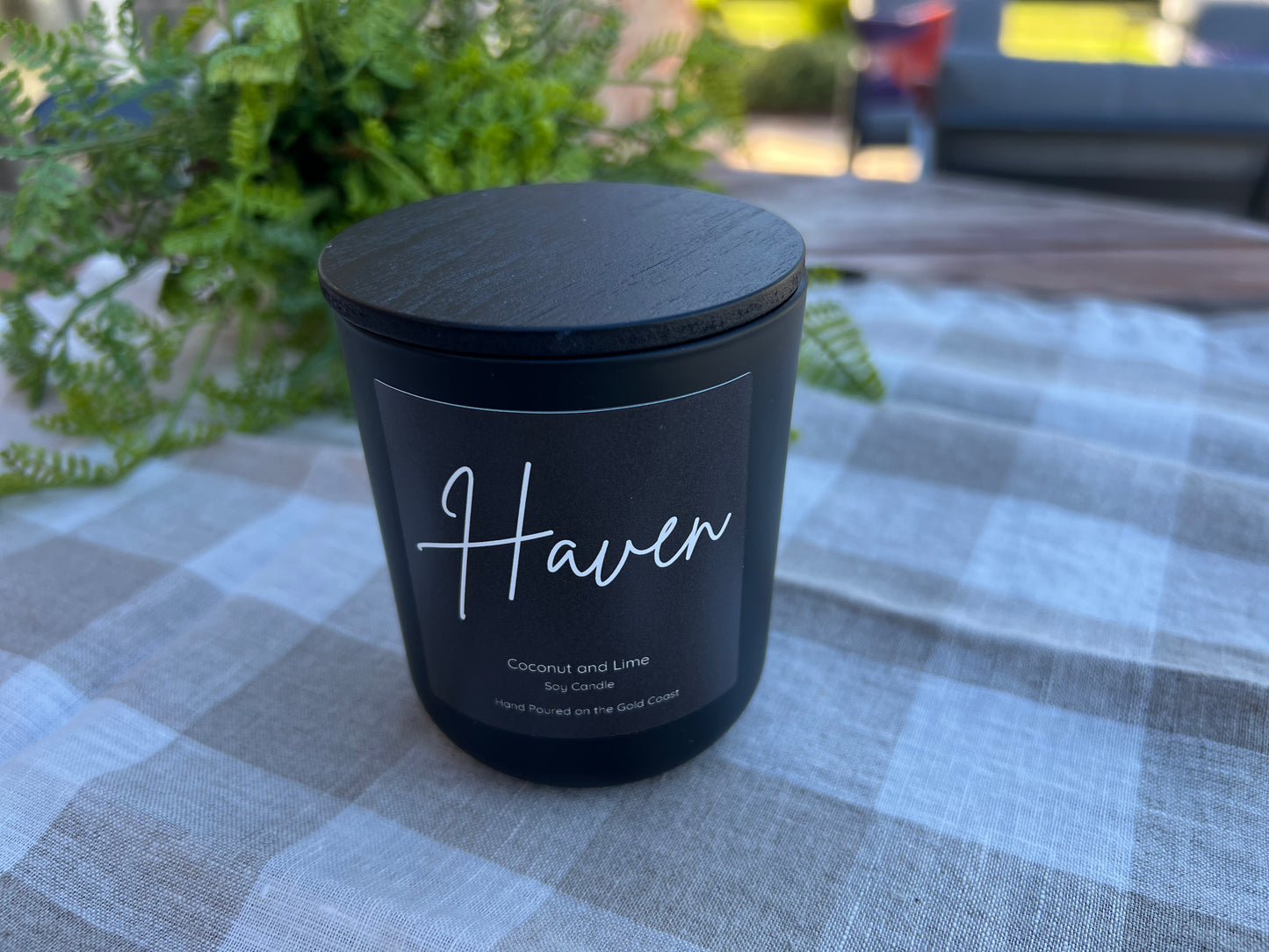 ‘Haven’ Black Coconut and Lime Soy Candle.
