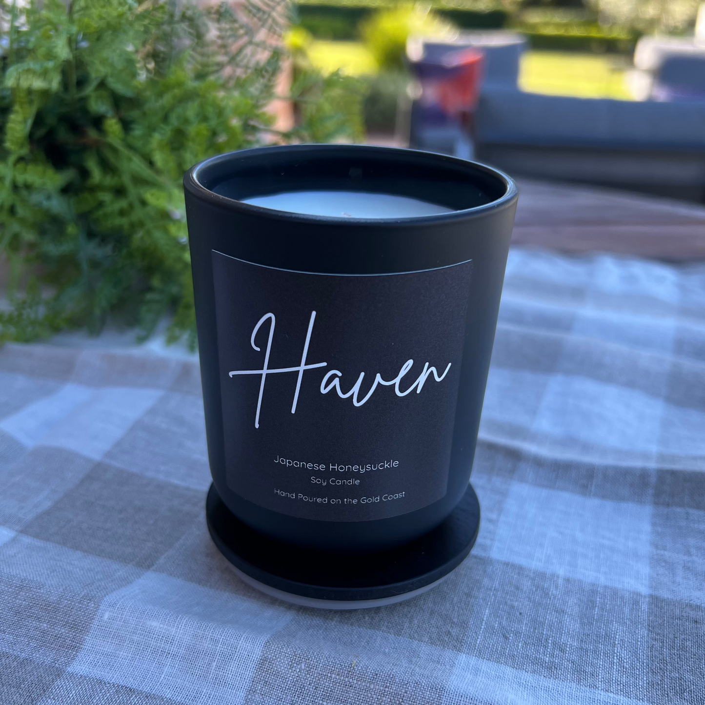 ‘Haven’ Black Japanese Honeysuckle Soy Candle.