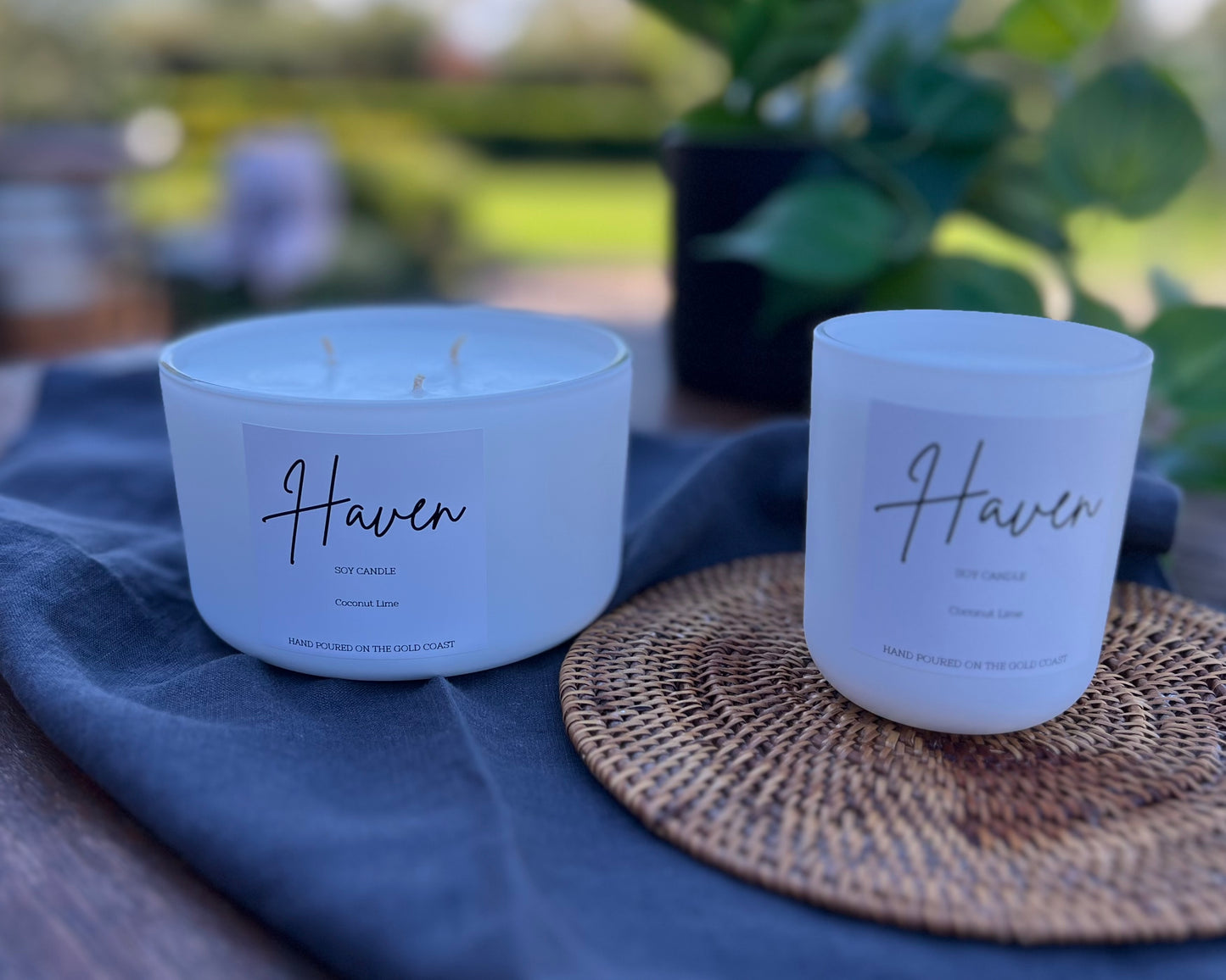 ‘Haven’ White Coconut and Lime Soy Candle.