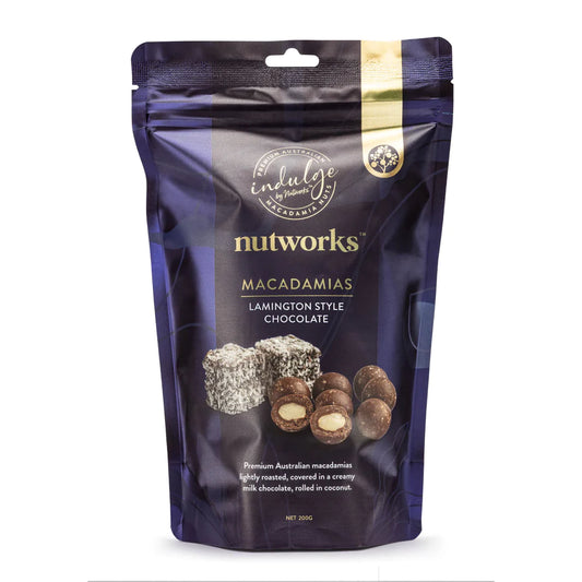 Nutworks Lamington chocolate coated macadamia nuts 75g