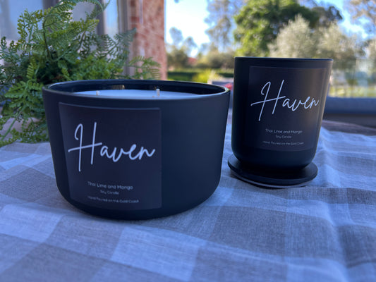 ‘Haven’ Black Thai Lime and Mango Soy Candle.
