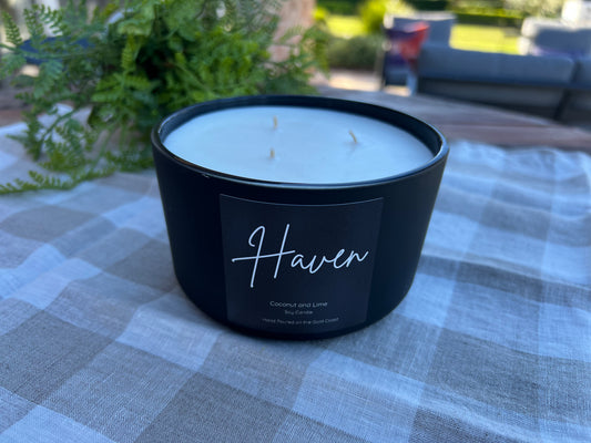 ‘Haven’ Black Japanese Honeysuckle Soy Candle.